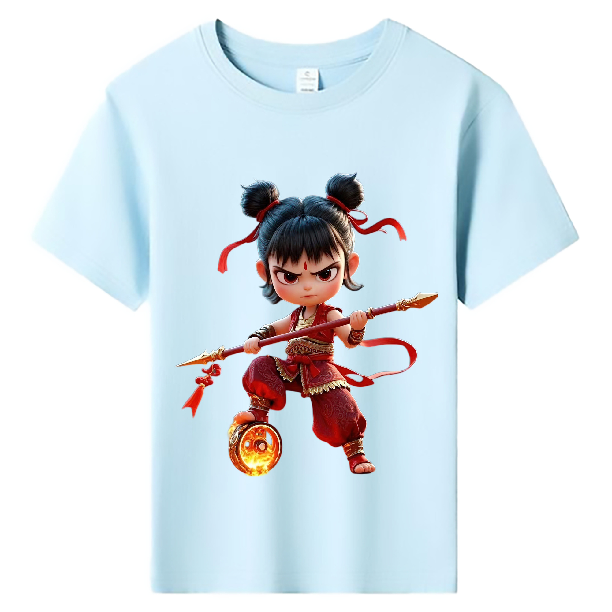 （画像用） Ne Zha 2 ナタ 魔童の大暴れ 綿100％キッズTシャツ（フロントプリント）